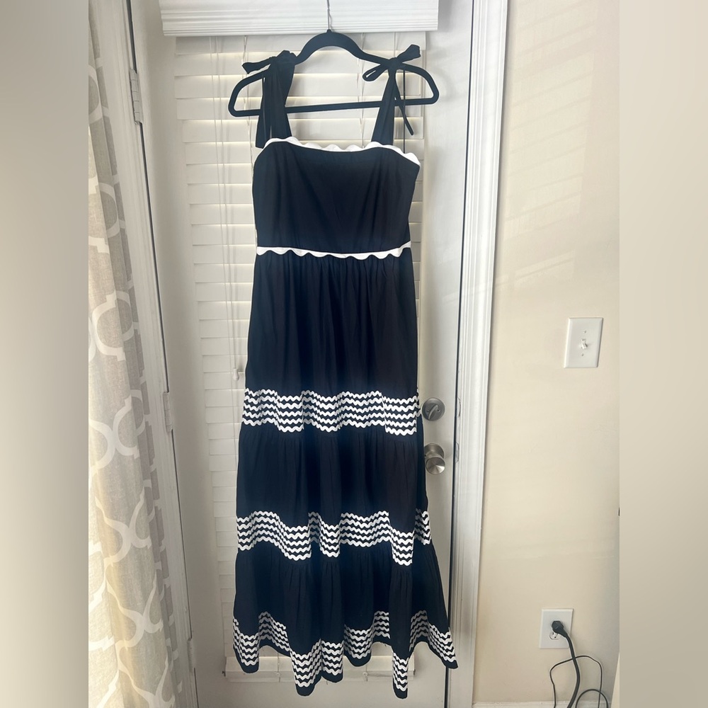 Crown & Ivy Black and White Striped Maxi Dress